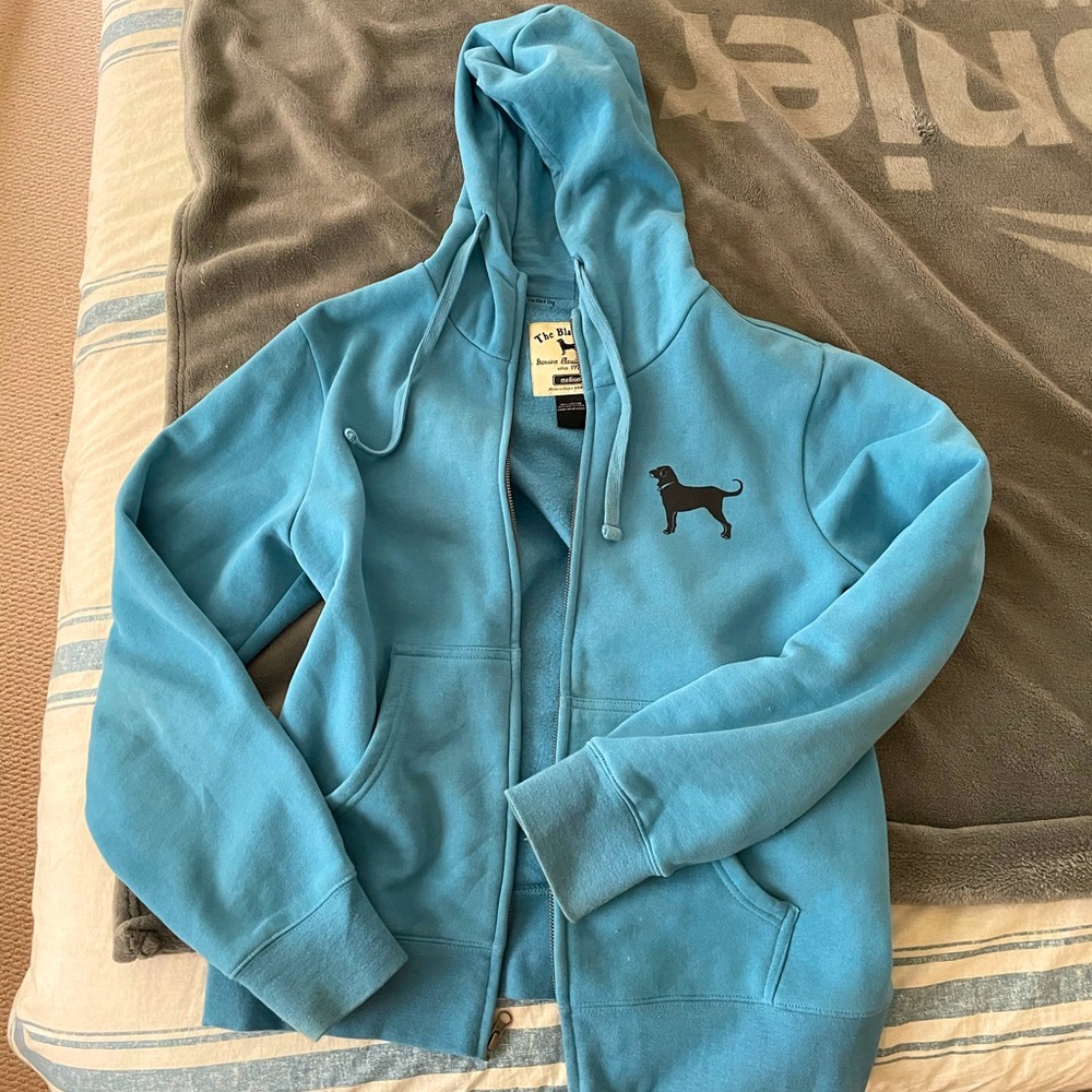 The Black Dog aqua blue zip up hoodie